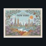 Vintage New York City Skyline Postcard Postkarte<br><div class="desc">Most New York City souvenirs rely on gritty, modern photography that overlooks the historic, Art Deco charm of the Manhattan skyline. For those who want to capture the "Golden Age" of New York, finding a postcard that feels both classic and artful can be a significant challenge. This vintage postage stamp...</div>