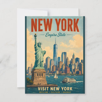 Vintage New York City Skyline Retro-Postkarten-Kun Mitteilungskarte