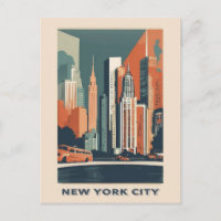 Vintage New York City Skyline Retro Travel
