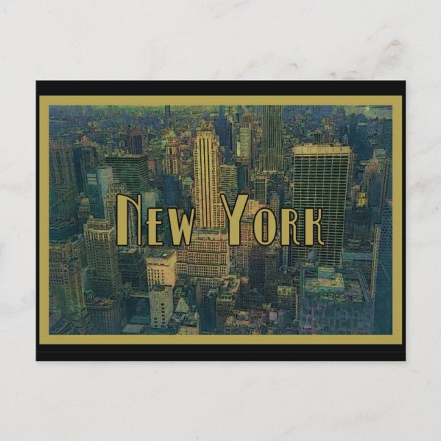 Vintage New York City Skyline Travel Postkarte (Vorderseite)
