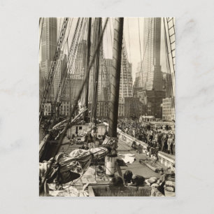 Vintage New York City Skyline von einem Boot aus Postkarte