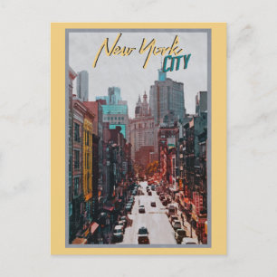 Vintage New York City Street Skyline Travel Postkarte