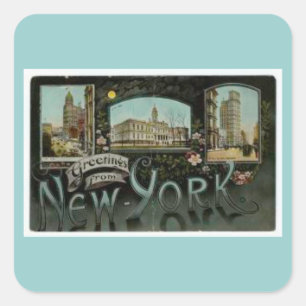Vintage New- York Cityaufkleber Quadratischer Aufkleber