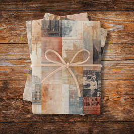 Vintage New York Collage Sepia Dreams Geschenkpapier Set