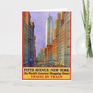 Vintage New York Fifth Avenue Travel by Train Karte