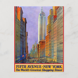 Vintage New York Fifth Avenue Travel by Train Postkarte