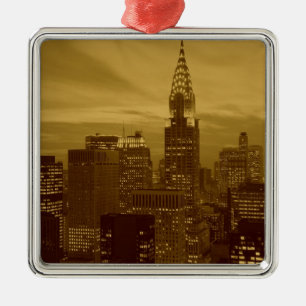 Vintage New York Manhattan Ornament Aus Metall