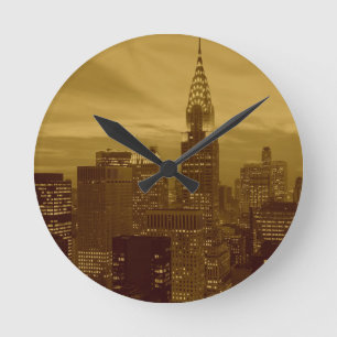 Vintage New York Manhattan Runde Wanduhr