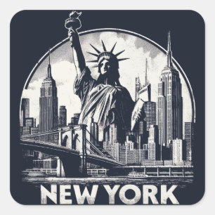 Vintage New York Quadratischer Aufkleber