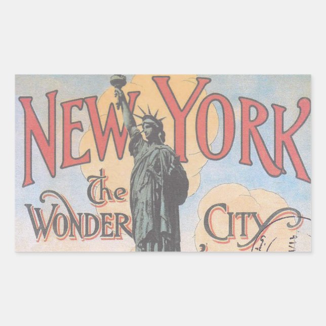 Vintage New York Rechteck-Aufkleber Rechteckiger Aufkleber (Vorderseite)
