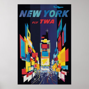 Vintage-New-York-Reiseplakat-Druck, Amerikanisch Poster
