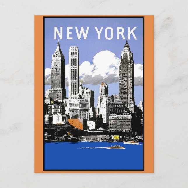 Vintage New York Skyline Postkarte (Vorderseite)