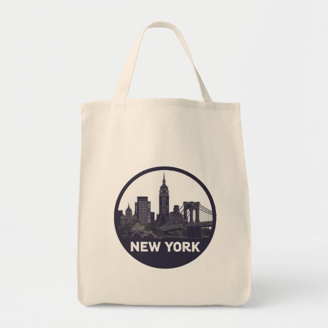 Vintage New York Skyline Tragetasche (Vorne)