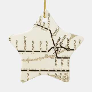 Vintage-New-York-U-Bahn-Karte Keramik Ornament