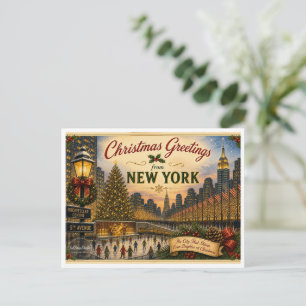 Vintage New York Weihnachtspostkarte Postkarte