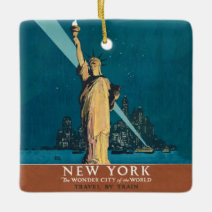Vintage New York Wonder City Freiheitsstatue Kunst Keramikornament