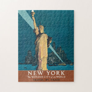 Vintage New York Wonder City Freiheitsstatue Kunst Puzzle