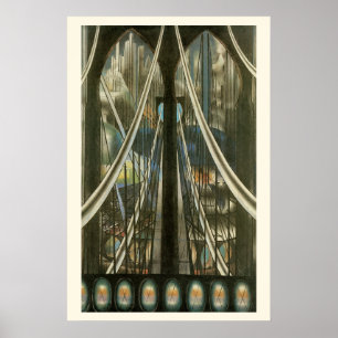 Vintage New Yorker Architektur, Brooklyn Bridge Poster