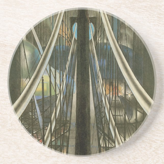 Vintage New Yorker Architektur, Brooklyn Bridge Untersetzer (Vorne)