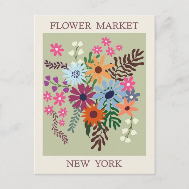 Vintage New Yorker Blume Postkarte (Vorderseite)