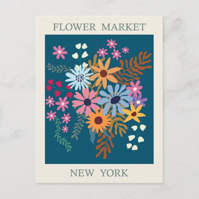Vintage New Yorker Blume Postkarte (Vorderseite)