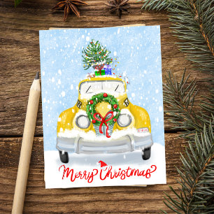 Vintage New Yorker Gelbes Xmas-Taxi aus den 1950er Postkarte