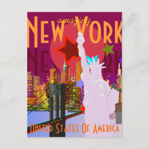 Vintage New Yorker Reise Postkarte