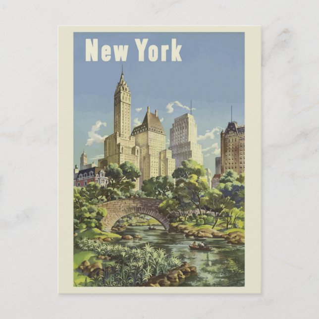 Vintage New Yorker Reise Postkarte (Vorderseite)