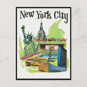 Vintage New Yorker Sehenswürdigkeiten Reisen Postkarte
