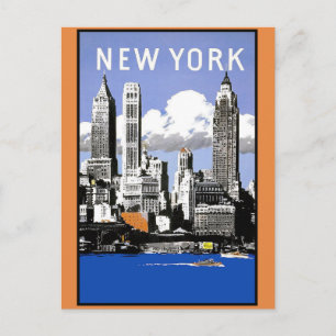Vintage New Yorker Skyline Postkarte