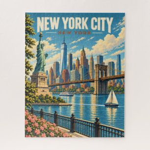 Vintage New Yorker Stadtansicht Statue der Freihei Puzzle