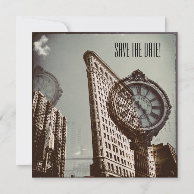 Vintage New Yorker Straße Save The Date (Vorderseite)