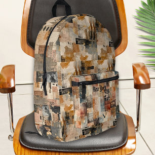 Vintage New Yorker Urbaner Collage-Kunst Bedruckter Rucksack