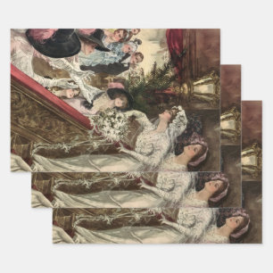 Vintage Newlyweds, Viktorianische Bride Tossing Bo Geschenkpapier Set
