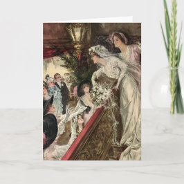 Vintage Newlyweds, Viktorianische Bride Tossing Bo Karte