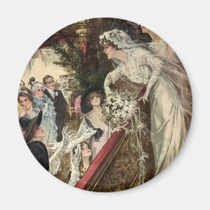 Vintage Newlyweds, Viktorianische Bride Tossing Bo Magnet