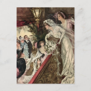 Vintage Newlyweds, Viktorianische Bride Tossing Bo Postkarte