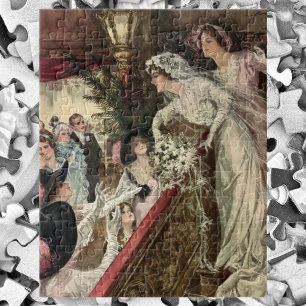 Vintage Newlyweds, Viktorianische Bride Tossing Bo Puzzle