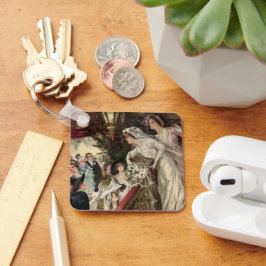 Vintage Newlyweds, Viktorianische Bride Tossing Bo Schlüsselanhänger