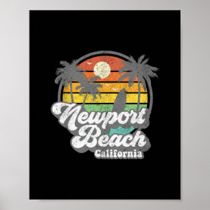 Vintage Newport Beach Kalifornien Ca Surfen Retro Poster