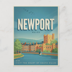 Vintage Newport Castle, Wales Geschenke und Souven Postkarte