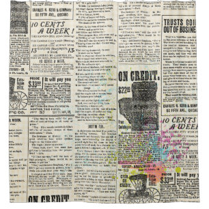 Vintage newspaper advertising duschvorhang