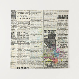 Vintage newspaper advertising wandteppich