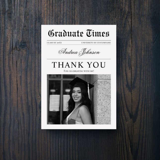 Vintage Newspaper Foto Graduation Party Danke (Von Creator hochgeladen)