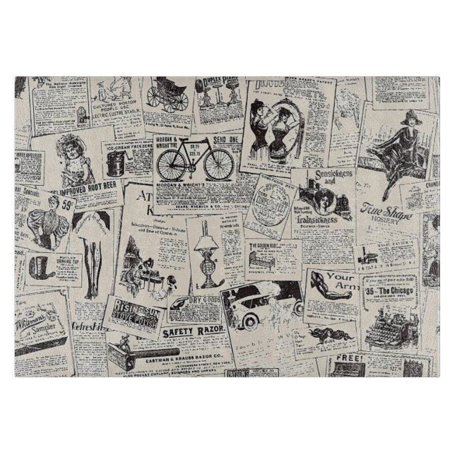 Vintage Newspaper   Schneidebrett (Vorderseite)