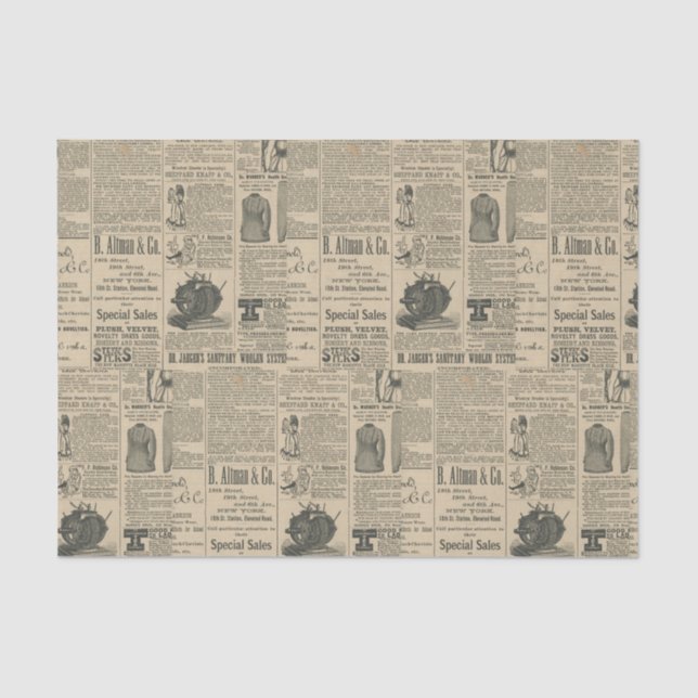 Vintage Newspaper Seidenpapier (Vorderseite)