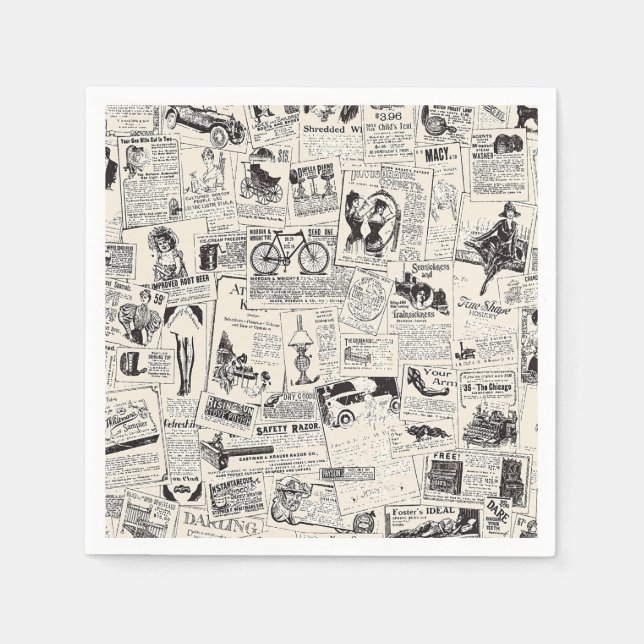 Vintage Newspaper   Serviette (Vorderseite)