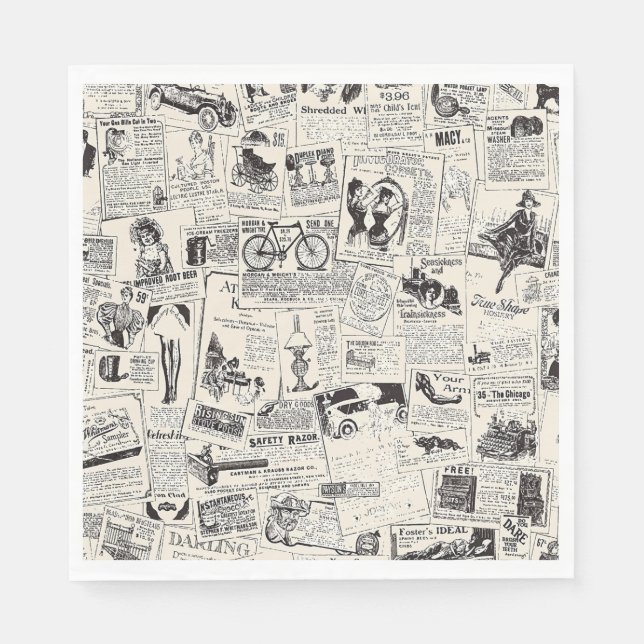 Vintage Newspaper   Serviette (Vorderseite)