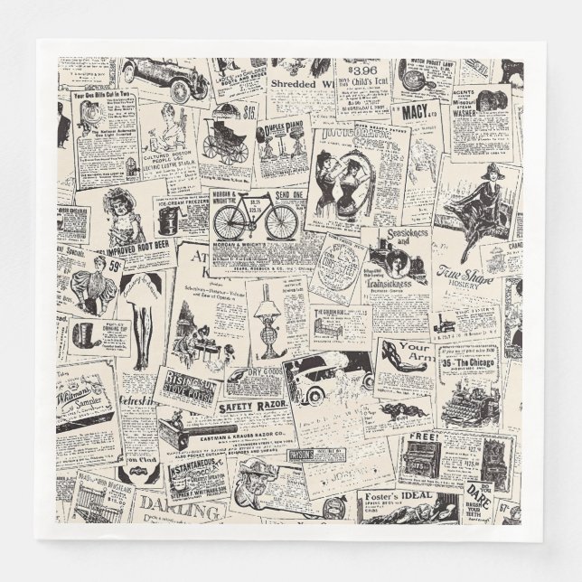 Vintage Newspaper   Serviette (Vorderseite)