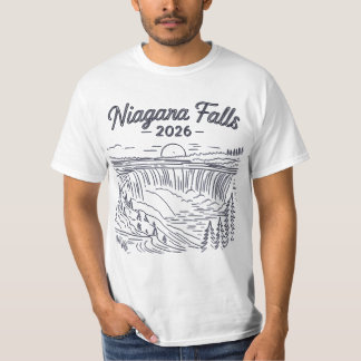 Vintage Niagara Falls 2026 Linienkunst-Skizze T-Shirt